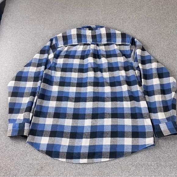 Orvis Flannel Shirt Jacket Shacket Heavyweight Blue Gray Long Sleeve Men’s Sz L - Picture 7 of 11